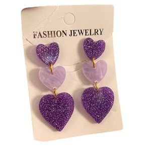 5/$25 Triple Heart Acrylic Earrings NWT